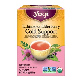 Yogi Tea - Echinacea Elderberry Cold Support Tea (3 Pack) - Formulated with Echinacea to help relieve cold symptoms - Caffeine Free Organic Herbal Tea - 48 Tea Bags
