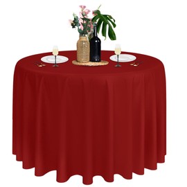 Trimming Shop Round Tablecloth Spun Polyester Circular Table Cover For Wedding Decorations Banquets Birthday Corporate Parties Events (90 Inch, Red, 1pc)