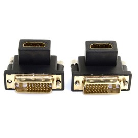 chenyang 2 Pack HDMI to DVI Adapter,DVI Male to HDMI Female 90 Degree Angled Gold Plating Bidirectional Converter Adapter for TV, Monitor, Computer