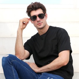 OuShiun Polarisierte Sonnenbrille Pilotenbrille für Herren Damen Klassisch Metall Rahmen Unisex UV 400 Schutz(Schildpatt)