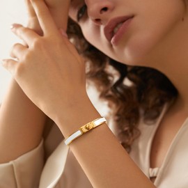 Gold Bracelet Women's Dupe Gold Bangle Gold Bracelets Dupes Gold Bracelet Gold Waterproof Jewellery Golden 17 cm Stainless Steel Bracelet Women's Bracelets Women's Bracelet Gold Gifts for Women