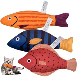 Fangehong Cat Toy Fish with Catnip, 3 Pieces Toy with Catnip, Cat Toy Fish Fabric, Simulation Cat Toy for Cat to Play Kicking