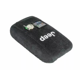 Seat Armour Console Cover with Jeep Logo - Black w/ Silver Fits Grand Cherokee 2011-2022