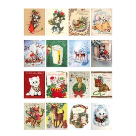 FLONZ Decoupage Paper Pack (21 Sheets 15x20cm) Cute Christmas Animals Vintage Styled Christmas Pictures Cards for Decoupage, Craft and Scrapbooking