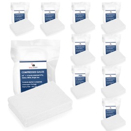 EMS XTRM Compressed Gauze - Sterile, 100% Cotton - 4.5" x 4.1 Yards Gauze, Z Fold Gauze for EMS, Hospitals, First Aid - Lightweight & Durable Medical Packing Gauze (10)