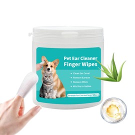 CINOKAI-Dog Ear Wipes, Ear Wipes for Dogs and Cats, Ear Finger Wipes for Dogs, Cat Ear Wipes, Dog Ear Cleaner Wipes, Dog Ear Cleaning Wipes for Pets，50 Counts