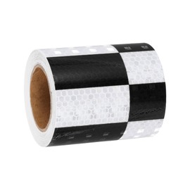 MECCANIXITY Reflective Tape, 3 Inch x 16 ft Self-Adhesive Trailer Reflector Tape Outdoor Warning Safety Sticker High Visibility Night Reflectors for Cars Trucks, Black White