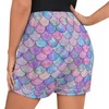 Ysidec Mermaid Fish Scale Women Shorts Beach Casual Athletic High
