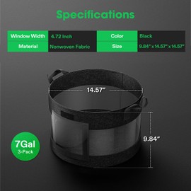 VIVOSUN 3-Pack 7 Gallon Visible Potato Grow Bags, 320G Thick Nonwoven Fabric Pots with Strap Handles, Shade Cloth & 10 Pcs Plant Labels for Flowers, Vegetables