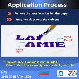 Laramie Tailgate Emblem Inlay Decal Sticker -Fits 2019-2026 Ram 1500 Laramie (1500 Model ONLY) - (Color: Gloss Red)