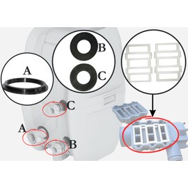 Lazy Spa Compatible Rubber Seal Set 5 Piece Kit with Blower A, B/C Coupling, Heater seal kit - Heavy Duty Replacement Hot Tub Accessories for Leak Repair