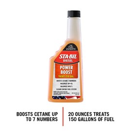 STA-BIL Diesel Power Boost - From The Fuel Experts - Boosts Cetane Up To 7 Numbers - Cleans The Entire Fuel System - Treats 150 Gallons, 20 fl. oz. (15224)