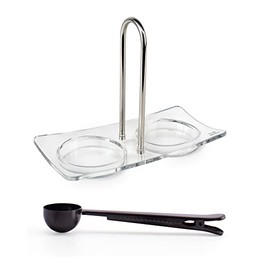 Peugeot Linea Salt and Pepper Mill Tray, Acrylic - With Stainless Steel Spice Scoop & Clip
