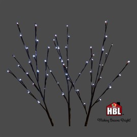 Holiday Bright Lights LED Indoor/Outdoor Twinkling Twigs Set of 3 - Pure White