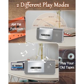 Gracioso Portable Cassette Recorder Player, Cassette Tape Player Recorder with AM/FM,Build-in Loud Speaker,Microphone,3.5mm Earphone Jack,Powered by AC or AA Battery for Gift,Home