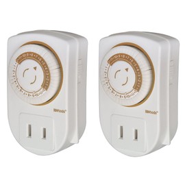 Woods 50006WD Indoor 24-Hour Mechanical Outlet Timer, 30 Minute Intervals,2-Pack,White