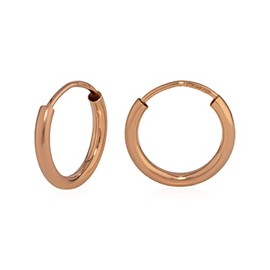 NKlaus Pair of Creole Earrings 50 mm or 13 mm 585 Yellow Gold 14 Carat Rose Gold-Plated Earrings, Rose Gold