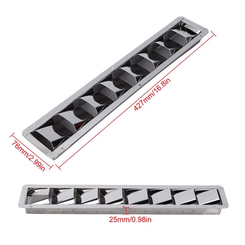 Marine Vent Grille Oblong Stainless Steel 8 Slots Grid Cover