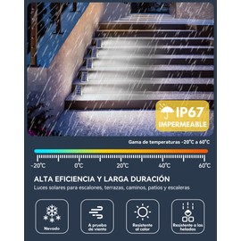 Solares Lámpara de Pie Paquete de 6, Exterior Al Aire Libre Paso Luces Triángulo Blanco Cálido IP67 Impermeable Auto On Off Luces para Patio, Calzada, Porche, Puerta de Entrada (Luz Blanca-6500K)