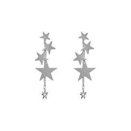 Star Long Tassel Dangle Earrings for Women Shooting Star Earrings Meteor Lucky Star Pearl Drop Earrings Jewelry (Silver Star)