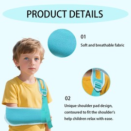 Adjustable Children's Arm Sling - Breathable Mesh Shoulder Stabilizer for Wrist/Elbow/Shoulder Injuries. This elbow support sling provides support for the wrist, elbow, and shoulder and is suitable for both the left and right arms. (Large)