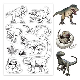 GLOBLELAND Dinosaur Clear Stamps for DIY Scrapbooking Jungle Party Wildlife Animals Silicone Clear Stamp Seals for Cards Making Photo Album Journal Home Decoration