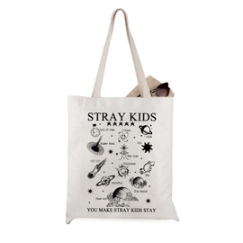 K-Pop Lover Gift SKZ K-pop Boy Band Inspired Canvas Tote Bag for Fandom Girls (STRAY CA)