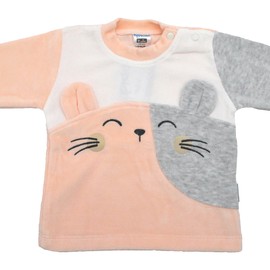 Baby Clothes Unisex 2pc top and bottom set, Embroidery Cartoon Character Outfit Infant Clothing, Velvelet Kids Body Suit Toddler Suit Long Sleeve Suit + Pants (Salmon - 9 Months)