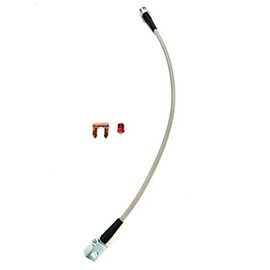 Universal Rear Braided SS Brake Hose, 14" Long with mouting block