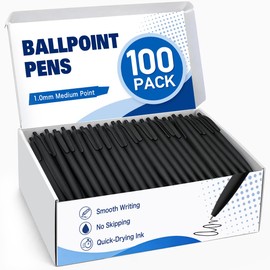 100 Pack Retractable Ballpoint Pens Bulk, Black Ink Pens, 1.0mm Medium Point | Value Bulk Pack; No Bleed; Smooth Writing; Comfortable Barrel; School Office Home Supplies