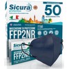 50 FFP2 Masks, CE Certified Blue with Black Elastic Band,