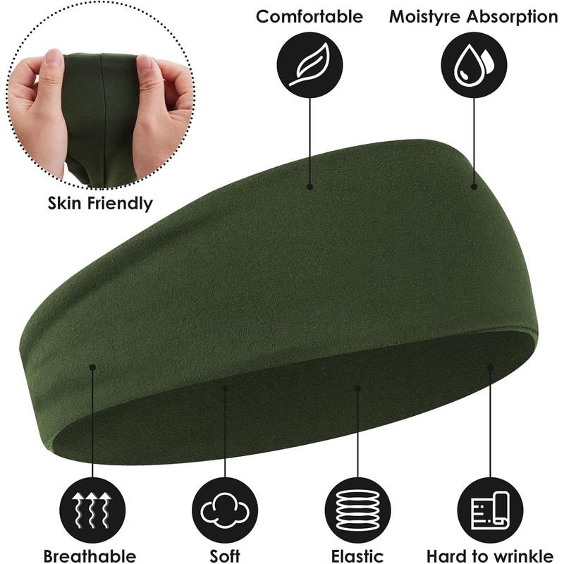 Workout Headbands for Men, 6 Pack Mens Running Headband Stretchy