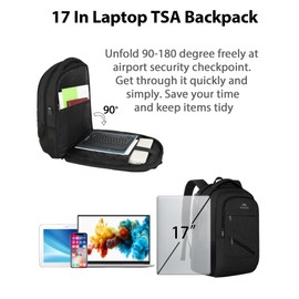 MATEIN Mochila de Viaje de Negocios, Mochila de Trabajo Compatible Con TSA Con Puerto de Carga USB, Se Adapta a Computadora Portátil de 17 Pulgadas, Mochila Impermeable para Hombres y Mujeres