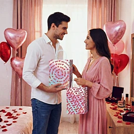 OURBAGIL 24 Pcs Valentine Gift Bags, Red Hearts Valentines Day Gift Bags Goodie Bags for Valentines Wedding Anniversary Birthday Classroom Party Gift Exchange Supplies