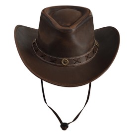 strength zones Leather Cowboy hat for Men & Women Durable Handcrafted Lightweight Shapeable Western Hats for Men Block Brown (US, Alpha, Large, Block Brown)