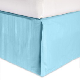 Elegant Comfort - Falda de Cama de 1 Pieza a Rayas, Calidad egipcia de 1500 Hilos, diseño Elegante, Plisada para un Aspecto Limpio, fácil Cuidado, Resistente a Las Arrugas y a Las Manchas, Rayas,