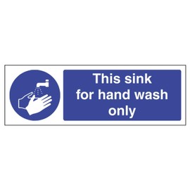 V Safety This Sink For Hand Wash Only - Landscape 300 x 100 mm - 3mm Brushed Aluminium Composite Safety Sign