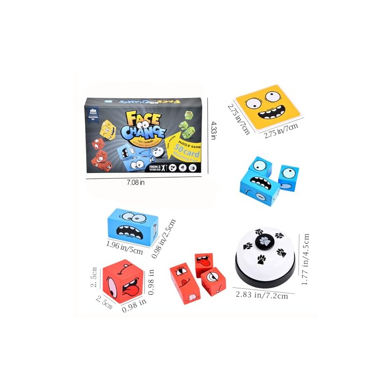 Wooden Face Changing Magic Cube Game, Expression Puzzle Building Blocks