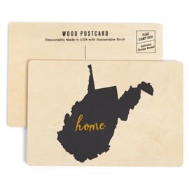 West Virginia, Home State, Gray on White (4x6 Birch Wood Postcards, 2-Pack Stationary, Rustic Home Wall Decor)