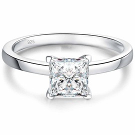 SHELOVES Princess Cut Engagement Rings for Women 925 Sterling Silver Travel Ring AAAAA CZ Fake Diamond Ring Sz L 1/2
