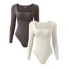 OQQ Women's 2 Piece Bodysuits Sexy Ribbed One Piece Square