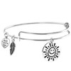 Sterling Silver My Sunshine Smiley Dangle Charm Expandable Bangle Bracelet