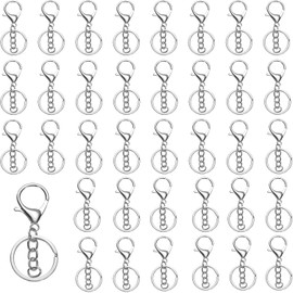 Yolispa Argollas Para Llaveros, 50 Llavero con Cadena y Cierres De Langosta, Broches De Metal Con Llavero, Anillos De Llavero Para Manualidades, Aros de Metal para DIY Manualidades y Bisutería
