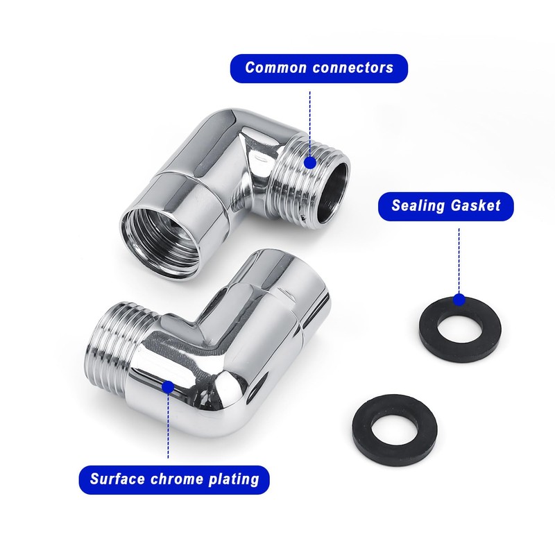 Pack of 2 Shower Hose Adapter, PARFCO 90 Degree Extension