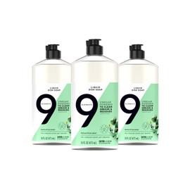 9 Elements Dishwashing Liquid Dish Soap, Eucalyptus Scent Cleaner, 16 oz Bottles (Pack of 3)