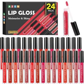 AZEN Juego de 24 Brillos Labiales a Granel, Juego de Brillo Labial Brillante para Mujeres y Niñas con Ricos Colores Variados