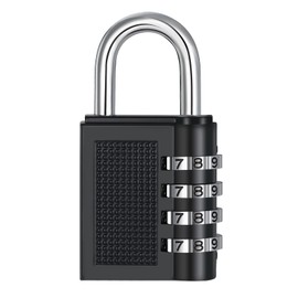 ZHEGE Gym Lock 4 Digit Combination Padlock for Locker, School, Storage, Room, Fence, Toolbox (Black)