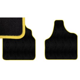Yellow Edge Custom Fit Front Carpet Floor Mats, Black, Compatible with Dodge Grand Caravan with 2nd Row Captain's Chairs 2000 1999 1998 1997 1996