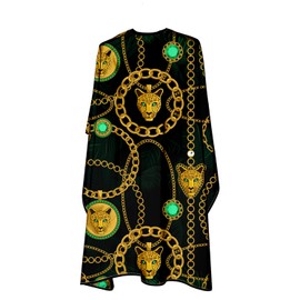 Barber Flow Leopard Chain Hair Cutting Barber Cape | Adjustable Elastic Neckband Closure | Large King Size