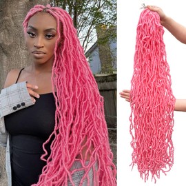 36 Inch 1 Pack Soft Locs Crochet Hair Color Pink Whole Strand No Extended Long New Faux Locs Pre-looped Super Lightweight Synthetic Hair Braids For Black Women (36inch, 1pack, Pink)
